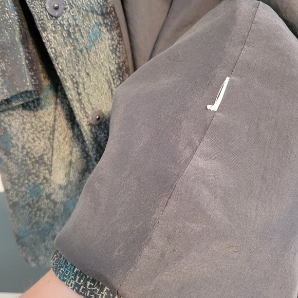 Eileen Fisher Cosmo Jacquard 3/4 Sleeve Silk Blend Jacket in Ash Size Medium - Picture 15 of 16